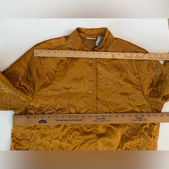 Classic Elements 80s Gold Satin Quilted Jacket mandarin collar women’s size L - Picture 4 of 11